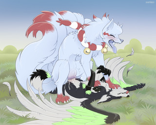 abdominal_bulge animal_genitalia animal_vulva black_body black_fur blep blush canine_genitalia canine_vulva claws cowgirl_position duo erection eyes_closed feathered_wings feathers female female_on_top female_penetrated feral feral_on_feral feral_penetrated feral_penetrating feral_penetrating_feral from_front_position fur genitals intraspecies knot knot_bulge knotted_penis knotting large_penetration larger_female larger_penetrated lying male male/female male_penetrating male_penetrating_female multi_tail multicolored_body multicolored_feathers multicolored_fur on_back on_bottom on_top outside_sex penetration penile penile_penetration penis quadruped red_body red_fur sex size_difference smaller_male tail toe_claws tongue tongue_out vaginal vaginal_knotting vaginal_penetration vulva white_body white_fur wings digitoxici nintendo pokemon alolan_form alolan_ninetales enfield generation_7_pokemon pokemon_(species) regional_form_(pokemon) 2026 digital_media_(artwork) hi_res