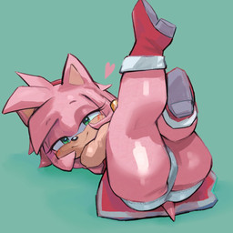 accessory anthro blush boots bracelet butt clothing dress female footwear fur green_eyes hair_accessory hairband heart_symbol jewelry legs_up lying_on_ground on_ground panties pink_body pink_fur shoes simple_background smile solo tail tan_body tan_skin teal_background underwear xmortem sega sonic_the_hedgehog_(series) amy_rose eulipotyphlan hedgehog mammal 1:1 hi_res