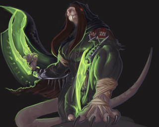 anthro balls black_body black_fur bloom claws clothed clothing crouching fur genitals holding_object holding_weapon hood humanoid_genitalia humanoid_penis male melee_weapon partially_clothed penis red_eyes robe solo teeth warpstone weapon velrizoth warhammer_(franchise) warhammer_fantasy mammal murid murine rat rodent skaven 5:4