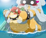 anthro belly blush duo feral kemono lost_in_pleasure male moobs outside overweight overweight_male tentacles water aosano_tenpura mario_bros nintendo bowser blooper koopa scalie 2021 hi_res