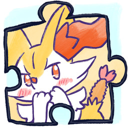 ambiguous_anthro ambiguous_gender anthro blush blush_stickers covering covering_mouth food no_pupils object_in_tail puzzle_piece shrimp_(food) simple_background snout solo tail annyui0611 nintendo pokemon braixen canid generation_6_pokemon mammal pokemon_(species) 1:1 2024 digital_drawing_(artwork) digital_media_(artwork) hi_res japanese_description translated_description