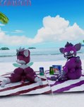 3d_(artwork) absurd_res anthro anus balls beach beach_towel beverage_can butt camseven chip_(sonic) dark_gaia digital_media_(artwork) duo ear_piercing eyewear fangs femboy food fur genitals grey_hair hair hand_on_butt hi_res looking_at_viewer looking_back lying male mammal mountain_dew notched_ear nude on_front on_side outside penis piercing pop-tarts presenting presenting_hindquarters purple_body purple_fur red_body red_fur ring_piercing seaside sega sonic_the_hedgehog_(series) sonic_unleashed spread_anus spread_butt spreading sprite_(soda) sunglasses teapot_(body_type) teeth towel unknown_species watermark white_hair wings