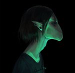 anthro black_background black_clothing black_hair black_shirt black_topwear clothing ear_piercing eyebrows female green_lighting hair light piercing prick_ears realistic_lighting realistic_shading shirt side_view simple_background solo topwear akrolayn valetta_(akrolayn) alien geodis_(species) humanoid 2018 bust_portrait digital_media_(artwork) digital_painting_(artwork) lighting portrait shaded