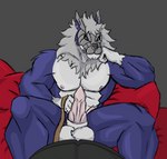 ambiguous_gender animal_genitalia animal_penis anthro balls blue_body blue_fur dominant dominant_male duo erection fur genitals grey_mane holding_leash holding_object leash looking_at_viewer male male/ambiguous mane mask metal multicolored_body multicolored_fur muscular muscular_anthro muscular_male nipples penis scar sitting solo_focus submissive submissive_ambiguous two_tone_body two_tone_fur white_body white_fur bluewollvieh bandai_namco digimon mythology bancholeomon banchowollviehmon canid canine canis digimon_(species) felid hybrid lion mammal mythological_canine mythological_creature pantherine werecanid werecanine werecreature werewolf wolf hi_res