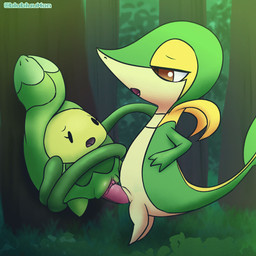 against_natural_surface against_surface against_tree clitoris duo female feral genitals half-closed_eyes hand_on_hip lifted male male/female narrowed_eyes open_mouth penis plant sex slit_penis tapering_penis tree vaginal vines vulva blubluumon nintendo pokemon budew generation_4_pokemon generation_5_pokemon pokemon_(species) snivy 1:1 animated