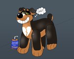 feral inflatable male pool_toy pooltoy_transformation simple_background smile solo text transformation transformation_by_substance sstinkies brutus_(sstinkies) animate_inanimate canid living_inflatable mammal 5:4 english_text hi_res trans_(lore) trans_man_(lore)