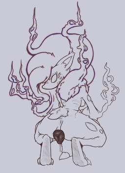 animal_genitalia animal_vulva anthro anus bodily_fluids breasts butt butt_focus canine_genitalia canine_vulva crouching digitigrade female genital_fluids genitals leaking_vagina multi_eye nipples presenting solo vaginal_fluids vulva botanics nintendo pokemon zorlluhan_(botanics) generation_8_pokemon hisuian_form hisuian_zoroark pokemon_(species) regional_form_(pokemon) hi_res