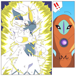 ambiguous_gender angry anthro fur orange_body outside tail white_body ragster_(artist) nintendo pokemon defense_forme_deoxys deoxys generation_3_pokemon generation_7_pokemon humanoid legendary_pokemon mammal pokemon_(species) shiny_pokemon zeraora 1:1 comic hi_res