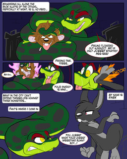 anthro black_body brown_body buckteeth city coiling dialogue duo energy_drain feral fur green_eyes group hair kick legless looking_pleasured male male/male nude one_eye_obstructed onomatopoeia open_mouth serpentine simple_background size_difference sound_effects tail teeth text tongue tongue_out trio yellow_eyes tacokurt rask_(tacokurt) shikan aquatic cephalopod coleoid hybrid lagomorph leporid mammal mollusk murid murine octoconda octopodiform octopus rabbit rat reptile rodent scalie snake 2011 4:5 comic digital_media_(artwork) english_text