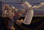 abs action_pose anthro athletic balls_outline bandage biceps big_muscles biped black_nose black_pawpads bottomwear brown_body brown_fur brown_hair bulge chest_tuft claws clothed clothing detailed_bulge fangs fight fur genital_outline gloves grin hair handwear kick kickboxing male manly mas muscular muscular_anthro muscular_male nipples open_mouth pawpads paws pecs penis_outline pose shorts smile solo sport standing strength teeth toe_claws tongue topless tuft yellow_eyes rrowdybeast canid canine canis mammal wolf 2013