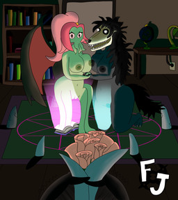 animal_genitalia animal_vulva anthro big_breasts bone book bookshelf bouquet breast_squish breasts breasts_frottage canine_genitalia canine_vulva dark_lighting dark_room desk duo electronics face_tentacles female first_person_view flower furniture furniture_lamp genitals globe glowing glowing_eyes hand_holding heart_eyes heart_symbol membrane_(anatomy) membranous_wings nipples offering_flowers phone plant pseudo_hair rose_(flower) skull skull_head squish summoning summoning_circle table tentacle_hair tentacles vulva wings flacker01 scp_foundation sucker_for_love ln'eta_(sucker_for_love) scp-1471-a aquatic canid canine canis cephalopod deity demon eldritch_being great_old_one_(h.p._lovecraft) malo mammal mollusk skulldog_(species) wolf absurd_res crossover hi_res