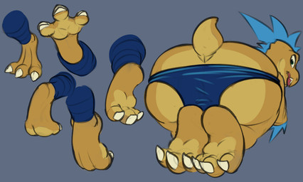 all_fours anthro big_butt butt clothing feet foot_focus huge_butt looking_back male solo underwear mukihyena halo_(series) microsoft xbox_game_studios kiggy alien kig-yar ruuhtian scalie absurd_res hi_res