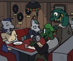 anthro diner female group male restaurant sevens_artchive eight_(sevens_artchive) june_(sevens_artchive) one_(sevens_artchive) wyede_(sevens_artchive) equid equine horse humanoid lizard mammal reptile scalie snake 6:5