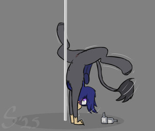 blush bottle container dancing drunk female feral genitals motion_lines pole pole_dancing solo substance_intoxication teats vulva sombird mythology avian gryphon mythological_avian mythological_creature hi_res