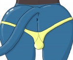 anthro anus anus_only backless_panties black_body black_fur blue_body blue_fur bulge butt butt_shot canid canine close-up clothing fableiii fur generation_4_pokemon lucario male mammal nintendo panties pokemon pokemon_(species) presenting presenting_hindquarters solo underwear