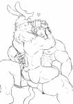 abs anthro anthro_on_anthro back_muscles butt clothing cuddling duo heart_symbol horn male male/male muscular muscular_male nipples nude pecs tenting tusks underwear asiahao520 lifewonders tokyo_afterschool_summoners krampus_(tas) yule_(tas) deer felid lion mammal new_world_deer pantherine reindeer absurd_res hi_res monochrome