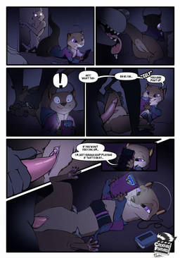 animal_genitalia anthro bed brown_body brown_fur clothed clothing dialogue duo electronics erection female female_penetrated feral fur furniture gaming genitals handheld handheld_console holding_console holding_object male male/female male_penetrating male_penetrating_female nude penetration penile penile_penetration penis playing_video_game sex simple_background smile speech_bubble tail text vaginal vulva creature_features thorns_roost canid canine canis domestic_dog mammal mustelid otter 2d_animation animated comic digital_media_(artwork) english_text frame_by_frame no_sound short_playtime webm