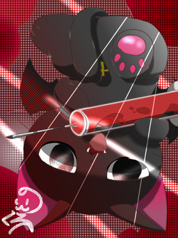 ambiguous_gender bat_wings blood bodily_fluids looking_at_viewer membrane_(anatomy) membranous_wings open_mouth solo syringe text upside_down wings gunsoniko nyanpire nyanpire_(character) domestic_cat felid feline felis mammal vampire 3:4 english_text hi_res