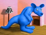 2021 aged_up anthro big_ears big_feet big_tail blue_body building clay clay_creature detailed_background eye_contact featureless_crotch feet goo_creature hands_on_knees hands_on_legs hi_res house inside kangaroo leaning leaning_forward living_room looking_at_another looking_at_viewer macro macropod male mammal marsupial nickelodeon nude nude_male shaded shaded_background smile smiling_at_viewer tail thick_thighs toony wontonrhino