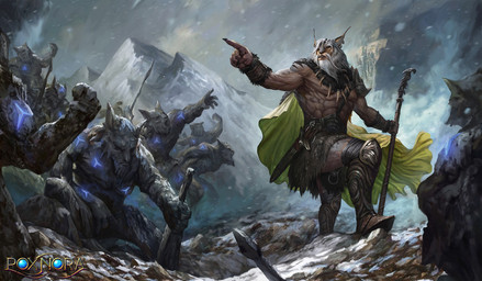abs anthro beard boots cape clothing ear_piercing ear_ring facial_hair footwear gesture green_cape green_clothing group hand_gesture holding_object holding_staff looking_up male mountain muscular muscular_male outside piercing pointing ring_piercing shoes snow snowing staff phu_thieu poxnora sony_corporation felid mammal digital_media_(artwork) hi_res official_art