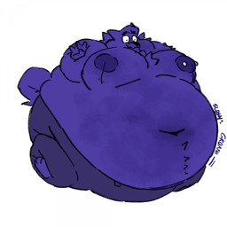 anthro belly belly_expansion belly_inflation berry_juice beverage blue_body blue_fur blueberry_inflation blueberry_juice bodily_fluids body_inflation clothed clothing expansion fur immobile inflation juice_(beverage) lactating lactating_juice male male_lactation moobs navel nipple_piercing nipples piercing slosh sloshing_belly solo sound_effects spherical_inflation swollen_cheeks topless unusual_bodily_fluids unusual_lactation wide_eyed round_cloud canid canine canis mammal 1:1 hi_res