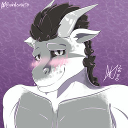 anthro countershade_torso countershading grey_body grey_countershading male shy simple_background smile solo white_body year windzurartz mythology dragon mythological_creature mythological_scalie scalie 1:1 2020 bust_portrait dated digital_drawing_(artwork) digital_media_(artwork) hi_res icon portrait signature
