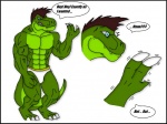 abs anthro biceps clothed clothing dialogue flexing male muscular pecs tail text topless transformation underwear maxime-jeanne dinosaur prehistoric_species reptile scalie theropod tyrannosaurid tyrannosauroid tyrannosaurus tyrannosaurus_rex 2013 comic english_text hi_res sequence