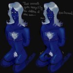 1:1 2023 absurd_res andromorph arms_tied_behind_back black_background blue_body blush body_hair boinqoburk chest_hair deltarune english_text goo-connected_lips goo_creature hair hands_behind_back hi_res humanoid intersex kneeling kneeling_on_ground mastectomy_scar pubes rouxls_kaard scar simple_background solo text trans_(lore) trans_man_(lore) undertale_(series) visibly_trans white_chest_hair white_hair