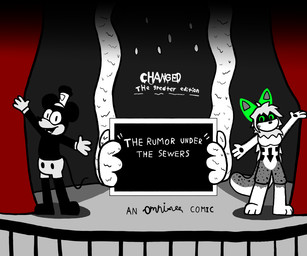 3_toes 4_fingers ambiguous_gender anthro barefoot black_arrow black_body black_buttons black_nose black_spots black_spotted_body bottomwear clothing drops falling_drops featureless_feet feet female fingers fur fusion gloves green_ears grey_body grey_fur group hand_spots handwear hat headgear headwear holding_object long_arms looking_at_viewer male melting melting_body mouthless neck_tuft offscreen_character pants pose posing_for_the_viewer spots stage stage_curtains standing text theater title_card toes trio tuft waist_belt white_arms white_body white_bottomwear white_clothing white_eyes white_fur white_gloves white_handwear white_hat white_headwear white_legs white_pants omni-vee changed:_the_greater_edition changed_(video_game) creepypasta disney plane_crazy steamboat_willie dr._k_(changed) leopard_(changed) mickey_mouse prototype_(changed) wenk_(changed:_tge) canid canine canis felid goo_creature inkblot leopard mammal mouse murid murine pantherine rodent snow_leopard wolf 6:5 concept_art cover cover_art cover_page english_text shaded signature