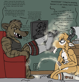 affectionate anthro award bodily_fluids bullying clothing cum cumshot daddy_kink dirty dirty_clothing dirty_socks ejaculation feet foot_fetish foot_play footwear genital_fluids grimy humiliation love male male/male masturbation mocking musk picture_frame profanity shag_carpet smelly smelly_socks socks sportswear teasing text trophy tube_socks barrygoldwatersskincream derek_(barrygoldwatersskincream) donovan_(barrygoldwatersskincream) antelope bovid hyena impala mammal english_text hi_res