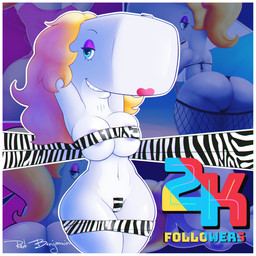 anthro blonde_hair butt female hair lipstick makeup pose presenting presenting_hindquarters pussy_tape smile solo tape wide_hips sirredbenjamin nickelodeon spongebob_squarepants pearl_krabs aquatic cetacean mammal physeteroid sperm_whale toothed_whale whale 1:1 hi_res