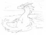 ambiguous_gender beach cloud feral frill_(anatomy) grass looking_away lying membrane_(anatomy) membranous_frill nude outside plant relaxing sad sea seaside sky solo tail thinking thoughtful_expression water necrodrone mythology avian bird dragon mythological_creature mythological_scalie scalie 2011 line_art monochrome signature sketch