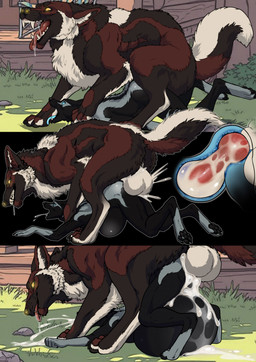 abdominal_bulge anal anal_knotting anal_penetration animal_genitalia animal_penis anthro anthro_on_feral anthro_penetrated backsack balls bestiality big_balls bodily_fluids canine_genitalia canine_penis cum cum_from_mouth cum_in_mouth cum_inflation cum_inside cum_through duo erection excessive_cum excessive_genital_fluids feral feral_on_top feral_penetrating feral_penetrating_anthro genital_fluids genitals huge_penetration inflation internal intraspecies intraspecies_bestiality knot knotted_penis knotting larger_feral larger_male male male/male male_anthro male_feral male_penetrated male_penetrating male_penetrating_male open_mouth penetration penile penile_penetration penis sex sheath size_difference smaller_anthro smaller_male tail tongue tongue_out shack_(artist) canid canine mammal comic hi_res