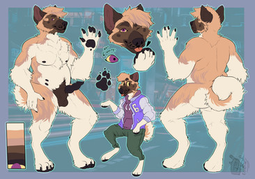 animal_genitalia animal_penis anthro balls black_penis blep bottomwear canine_genitalia canine_penis clothed clothed_anthro clothed_male clothing curled_tail erection genitals heart_symbol hoodie jacket knot knotted_penis letterman_jacket looking_at_viewer male male_anthro multi_nipple multiple_angles nipples nude nude_anthro nude_male overweight overweight_anthro overweight_male pants penis purple_eyes sheath smile solo tail tongue tongue_out topwear whisker_spots yellow_sclera chubchow snarky_(snarkanine) akita canid canine canis domestic_dog mammal spitz 2018 absurd_res hi_res model_sheet