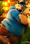 alcohol anthro bar bar_counter baseball_cap belly belly_overhang beverage big_belly biped blep bottomwear bracelet cheek_tuft chest_tuft claws clothed clothing collar container counter cup detailed_background drinking_glass ear_piercing ear_ring eyebrows facial_tuft fangs fat_rolls fingers fur furniture glass glass_container glass_cup hair hat headgear headwear hoodie inner_ear_fluff inside jewelry liquid looking_at_viewer male obese obese_anthro obese_male overweight overweight_anthro overweight_male pants pawpads piercing plant plantigrade ring ring_(jewelry) ring_piercing shirt sitting smile solo tail teeth text thick_thighs tongue tongue_out topwear tuft underwear_showing kitakettu_(artist) xavu_(kitakettu) canid canine canis domestic_dog german_shepherd herding_dog mammal pastoral_dog 2024 colored digital_media_(artwork) english_text hi_res shaded