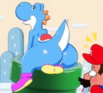 anthro duo female male male/female solo_focus dubindore mario_bros nintendo mario blue_yoshi yoshi absurd_res hi_res