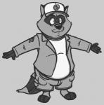 anthro bottomwear clothing hat headgear headwear male overweight overweight_anthro overweight_male shirt shorts simple_background solo topwear neenya mammal procyonid raccoon 2020 monochrome