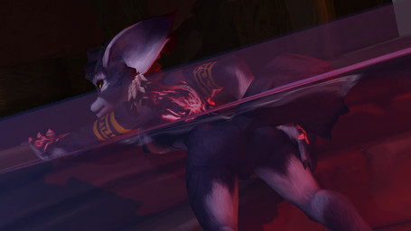 animal_genitalia animal_vulva anthro arm_tattoo belly big_breasts black_body black_fur black_nipples black_stripes black_vulva breasts butt canine_genitalia canine_vulva ear_piercing ear_ring feather_ear_ring female fur genitals hand_on_hip head_tuft hot_tub looking_at_viewer looking_back nipples nude piercing presenting presenting_hindquarters presenting_vulva raised_tail ring_piercing scar solo stripes tail tail_motion tattoo tuft underwater_view vulva water white_belly yellow_eyes yellow_tattoo magnovius blizzard_entertainment warcraft saheeri canid mammal vulpera 16:9 3d_(artwork) 3d_animation animated digital_media_(artwork) hi_res huge_filesize no_sound short_playtime widescreen