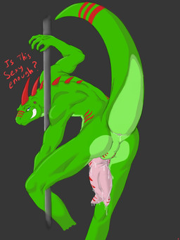 anthro back_muscles balls bedroom_eyes bent_leg biped blue_eyes bodily_fluids breaking_the_fourth_wall butt clenched_teeth dialogue forked_penis genitals glancing_back green_balls grin grinning_at_viewer looking_at_viewer looking_back looking_back_at_viewer male markings multicolored_body multicolored_butt multicolored_scales narrowed_eyes nude nudist one_eye_closed penis pink_penis pole pose raised_tail rear_view red_spikes red_stripes red_text saliva saliva_on_penis scales scapular seductive smile smiling_at_viewer smirk smirking_at_viewer solo spikes spikes_(anatomy) spine striped_balls striped_genitalia striped_markings striped_tail stripes stripper_pole tail tail_markings talking_to_viewer teeth text toothy_grin two_tone_body two_tone_butt two_tone_scales two_tone_tail white_sclera leondefraul guan_(character) gecko hybrid iguana iguanid lizard reptile scalie 2013 3:4 colored detailed digital_drawing_(artwork) digital_media_(artwork) english_text hi_res pinup shaded