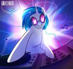 blue_hair disc disc_jockey eyewear female feral fur hair hooves horn smile solo sunglasses teeth white_body white_fur seanica friendship_is_magic hasbro my_little_pony mythology vinyl_scratch_(mlp) equid equine mammal mythological_creature mythological_equine unicorn 2014