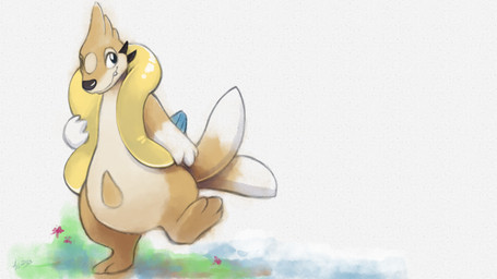 2_tails ambiguous_gender anthro black_eyes black_nose countershading fur looking_aside multi_tail orange_body orange_fur solo tail walking accidentalaesthetics nintendo pokemon floatzel generation_4_pokemon pokemon_(species) 16:9 2023 colored digital_drawing_(artwork) digital_media_(artwork) shaded widescreen