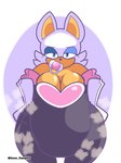 anthro big_diaper bodysuit breasts cleavage clothed clothing diaper diaper_fetish female fur object_in_mouth pacifier pacifier_in_mouth skinsuit solo tight_clothing wearing_diaper white_body white_fur doodle_pamp_danny sega sonic_the_hedgehog_(series) rouge_the_bat bat mammal 3:4