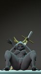 anthro antlers anus arm_support biped blue_eyes breasts butt clitoral_hood clitoris crotch_tuft curvy_figure dream_breaker_(pseudoregalia) eyebrows female female_anthro floppy_ears front_view fur genitals grey_body grey_hair hair hooves horn humanoid_genitalia humanoid_pussy long_ears looking_at_viewer lop_ears monotone_body monotone_fur narrowed_eyes nipples nude nude_female presenting presenting_hindquarters presenting_pussy pussy seductive simple_background sitting solo spread_legs spreading tail tuft weapon giygas94 pseudoregalia warfare_machine sybil_(pseudoregalia) bovid caprine goat hybrid jackalope lagomorph leporid mammal rabbit 3d_(artwork) 9:16 digital_media_(artwork) hi_res