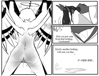 4_fingers after_orgasm ambiguous_gender ambiguous_humanoid aroused back_wings bdsm black_text bodily_fluids bondage bound breasts breath clothed clothed_ambiguous clothed_humanoid clothing dialogue dirty_talk dominant dominant_ambiguous duo feathered_wings feathers female female/ambiguous female_focus female_humanoid fingers flogger genital_fluids genitals grin hair halo hands_tied heart_symbol humanoid_genitalia humanoid_on_humanoid humanoid_vulva long_hair masochism medium_breasts moan not_furry nude nude_female nude_humanoid panting pussy_juice_pool raised_arms rear_view shaking sharp_teeth smile standing stuttering submissive submissive_female talking_to_another talking_to_partner teeth text trembling vaginal_fluids vulva whining whip_mark whip_mark_on_back whip_mark_on_butt whip_mark_on_leg wide_stance wings wings_tied potatonebula hazbin_hotel hellaverse adam_(hazbin_hotel) lute_(hazbin_hotel) angel angel_humanoid humanoid winged_humanoid 2025 comic english_text greyscale monochrome signature male_(lore)