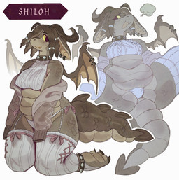 3_claws accessory anklet anthro bare_shoulders belly big_belly black_collar bovid_horn bra breasts breath brown_belly brown_body brown_claws brown_eyes brown_feet brown_hair brown_horn brown_scales brown_soles brown_spikes brown_wings cat_smile claws clothed clothing collar countershade_arms countershade_face countershade_legs countershade_neck countershade_scales countershade_tail countershading curved_horn dragon_tail dreadlock_cuffs dreadlocks ear_piercing eyeless feet female floppy_ears footwear freckled_face freckles furgonomic_piercing furgonomics glistening glistening_piercing hair hair_accessory halter_top helix_piercing horn jewelry kneeling lace legband legwear love_handles medium_breasts membrane_(anatomy) membranous_wings midriff multiple_poses navel non-mammal_breasts non-mammal_ears non-mammal_hair non-mammal_navel notched_wings one_eye_obstructed open_mouth open_smile oversized_sleeves overweight overweight_anthro overweight_female panties partially_clothed piercing pink_bow pose presenting_panties presenting_underwear ribbons scales side_boob simple_background sitting skimpy sleeves_past_fingers smile smiling_at_viewer smirk smirking_at_viewer socks soleless_footwear soles solo spade_tail spiked_anklet spiked_collar spiked_legband spiked_tail spikes spikes_(anatomy) spread_legs spreading sweater tail text thick_tail thick_thighs thigh_highs thigh_socks thong three-quarter_view toe_claws topwear underwear ventral_scales white_background white_bra white_clothing white_footwear white_panties white_socks white_underwear wide_hips wing_claws wing_piercing wings wrinkled_feet wrinkles yellow_sclera wolfertinger mythology shiloh_the_dragon_(wolfertinger) dragon mythological_creature mythological_scalie scalie 2024 archived_source character_name colored_sketch digital_media_(artwork) full-length_portrait hi_res pinup portrait shaded sketch trans_(lore) trans_man_(lore)