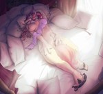 anthro bed bedding bedroom big_breasts breasts curling_toes detailed_background dust feet female fingering furniture genitals lying masturbation mostly_nude nipples nude nude_anthro nude_female on_back on_bed open_mouth pawpads paws penetration pillow solo spread_vulva spreading thick_thighs vaginal vaginal_fingering vaginal_masturbation vulva wide_hips wumiaow canid mammal