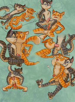 3_toes 4_fingers all_fours anal anal_penetration anthro anthro_on_anthro anthro_penetrated anthro_penetrating anthro_penetrating_anthro anus arm_support arms_bent backsack backward_arm_support balls barefoot bent_arm bent_legs bent_over bite biting_lip biting_own_lip blue_eyes bodily_fluids butt claws countershade_feet countershading crouching cum cum_while_penetrated cumshot duo ejaculation erection extended_arm extended_legs eye_contact eye_roll feet feet_together_knees_apart fellatio fingers flaccid foot_fetish foot_play footjob french_kissing from_behind_position frottage fur genital_fluids genitals grey_body grey_fur grin half-closed_eyes hand_on_hip hand_on_leg hand_on_own_hip hand_on_thigh handjob handjob_frottage hands_behind_head hands_on_hips holding_hips hug humanoid_genitalia humanoid_penis intraspecies kissing kneeling leg_grab looking_at_another looking_pleasured lying male male/male male_on_bottom male_on_top male_penetrated male_penetrating male_penetrating_male masturbating_while_penetrated masturbation multiple_positions narrowed_eyes nude obscured_penetration on_back on_bottom on_front on_side on_top one_sided_climax open_mouth oral orange_body orange_eyes orange_fur orgasm pawpads penetration penile penile_masturbation penile_penetration penis penis_in_ass penises_touching perineum raised_arms reclining self_bite sex sitting smile spread_knees striped_body striped_fur stripes surprised thigh_grab toe_claws toes tongue tongue_out two-footed_footjob whiskers killioma lackadaisy calvin_mcmurray rocky_rickaby domestic_cat felid feline felis mammal absurd_res hi_res multiple_images cousins_(lore) incest_(lore)