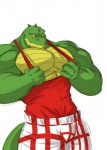 abs anthro biceps big_muscles biped clothing crocodile crocodilian crocodylid hi_res looking_down male muscular muscular_anthro muscular_male pecs pose reptile scales scalie shirt simple_background solo standing tank_top topwear wani white_background yellow_eyes yongdasom