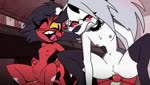 2d_animation abdominal_bulge angry angry_sex animated anthro black_hair blush bodily_fluids breasts canid canid_demon canine clenched_teeth clothing collar cowgirl_position demon dr._pizza_boi erection female from_front_position fur genital_fluids genitals grey_hair group hair happy happy_sex hellhound helluva_boss horn imp legwear loona_(helluva_boss) male male/female mammal maximussolini millie_(helluva_boss) mythological_canine mythological_creature mythology navel nipples no_sound nude on_bottom on_model on_top one_eye_closed open_mouth parallel_sex penetration penile penile_penetration penis penis_in_pussy pupils pussy red_body red_sclera red_skin sex short_playtime side_by_side slit_pupils small_breasts smile spiked_collar spikes teeth thigh_highs tongue vaginal vaginal_fluids vaginal_penetration webm white_body white_eyes white_fur yellow_sclera