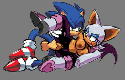 anthro armwear balls big_breasts blue_body blue_fur boots bottomwear breasts brown_nipples clothed clothing duo elbow_gloves eyeshadow female footwear fur genitals gloves green_eyes handwear legwear lipstick lying makeup male male/female narrowed_eyes nipples on_side pants penis raised_leg sex shoes smile smirk tan_body thigh_boots thigh_highs topless topless_female torn_clothing vulva white_body white_fur starioforreal sega sonic_the_hedgehog_(series) rouge_the_bat sonic_the_hedgehog bat eulipotyphlan hedgehog mammal megabat